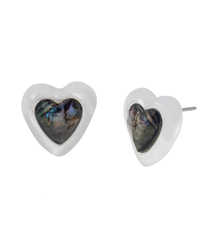 Robert Lee Morris Soho Faux Stone Abalone Gem Heart Stud Earrings