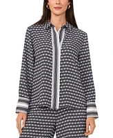 Vince Camuto Women's Printed Long-Sleeve Button-Front Top