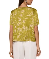 Vince Camuto Women's Printed Short-Sleeve Round-Neck Top