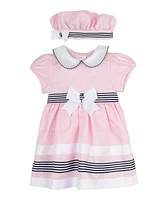 Rare Editions Baby Girl Sailor Dress with Matching Hat, 2-Piece Set