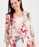 Robbie Bee Women's Floral Print Chiffon Midi Dress & Jacket Set