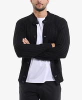 X-Ray Men's Button Up Stand Collar Ribbed Knit Cardigan Sweater