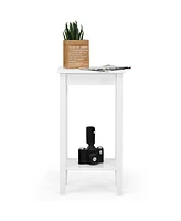 Gymax 2-Tier Nightstand End Side Table Coffee Wooden Legs Bedroom White