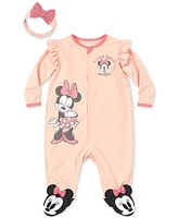 Disney Baby Minnie Mouse Headband & Footed Coverall, 2 Piece Set