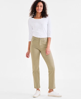 Style & Co Women's Straight-Leg High Rise Twill Pants, Created for Macy's