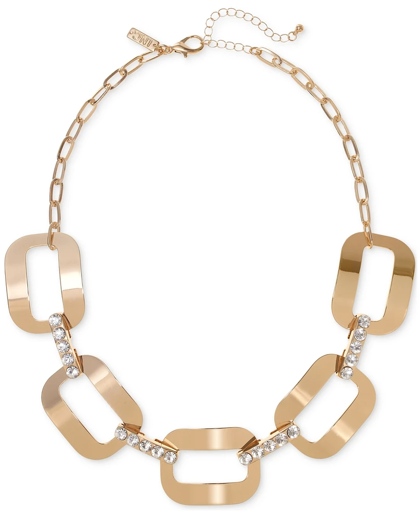 I.n.c. International Concepts Gold-Tone Pave & Rectangle Link Statement Necklace, 20-1/2"+ 3" extender, Exclusively at Macy's