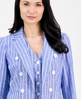 Anne Klein Women's Striped Faux-Double-Breasted Blazer