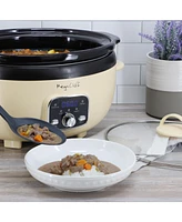 MegaChef 3.5 Quart Oval Electric Slow Cooker Ivory with Pot