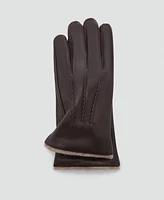 Mango Men's Stitching Detail Leather Gloves