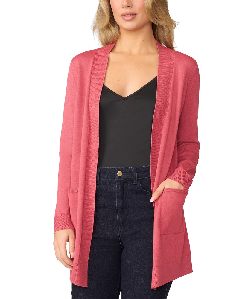 Melissa Paige Women's Cable-Trim Open-Front Long Cardigan