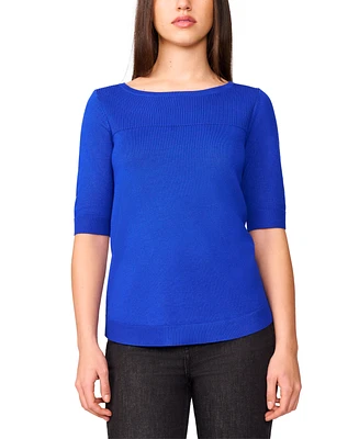 Melissa Paige Women's Ribbed-Yoke Elbow-Sleeve Sweater, Regular & Petite