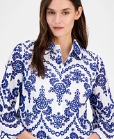 Anne Klein Women's Cotton Eyelet Scalloped Shirt