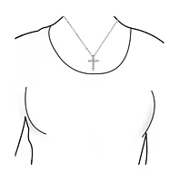 Bling Jewelry Necklace Minimalist Sterling Silver Cross Pendant with Cubic Zirconia