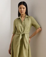 Lauren Ralph Petite Tie-Front Linen Shirtdress