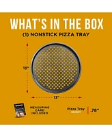 Non-Stick Pizza Pan with Holes - 13-Inch Perforated Pizza Crisper Carbon Steel Pizza Pan - 1 Round Pizza Trays Pfoa Pfos and Ptfe Free