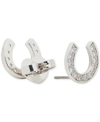 Kate Spade New York Silver-Tone Cubic Zirconia Pave Horseshoe Stud Earrings