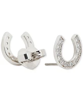 Kate Spade New York Silver-Tone Cubic Zirconia Pave Horseshoe Stud Earrings