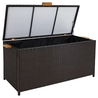 75 Gallon Indoor/Outdoor Acacia Wood and Resin Wicker Storage Deck Box with Hinged Lid