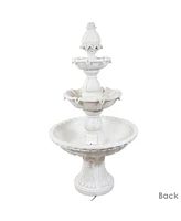 Sunnydaze Decor 57" H Welcome 3-Tier Outdoor Water Fountain - Large Traditional Water Feature with Pineapple Topper - White