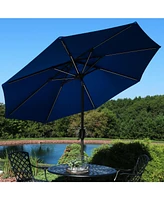 9-Foot Sunbrella Tilting Patio Umbrella with Solar Led Light Bars - Pacific Blue