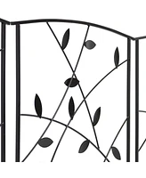 Sunnydaze Decor Modern Leaves and Vines 10-Foot 5-Piece Steel Decorative Garden Fence Panels - 26" W x 32" H Per Panel - Black