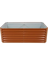 71-Inch Rectangular Raised Garden Bed - Galvalume Steel Vegetable Flower Bed Planter Kit - Brown