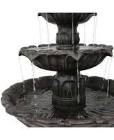 Sunnydaze Decor Classic Tulip 46-Inch 3-Tier Polystone Outdoor Water Fountain - Electric Submersible Fountain