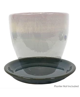 Ceramic Outdoor Flower Pot Saucers Set of 4 - Uv- and Frost-Resistant - Forest Lake Green Glazed Finish