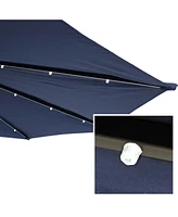 Sunnydaze Decor 9-Foot Half Patio Umbrella with Solar Led Lights - Navy Blue