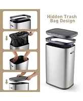 gaomon Trash Can, 55 L/14.5 Gallon Trash Can with Pop-Up Lid, Stainless Steel Kitchen Garbage Can