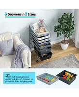 Gouun 6 Drawers Rolling Storage Cart Organizer-Mixed