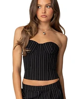 Edikted Women's Aliza Strapless Pinstripe Corset