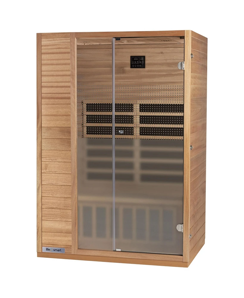 LifeSmart Sahara 2 Person Infrared Sauna w/ 5 Heaters, Lss-2, Natural Light Wood