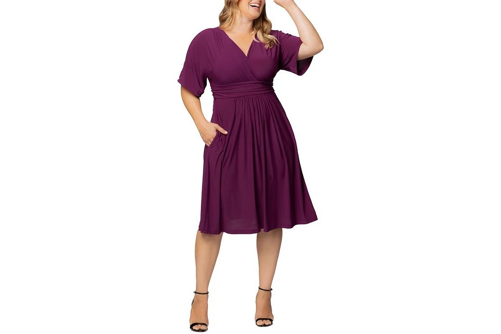 Kiyonna Plus Gia A-Line Midi Dress with Pockets