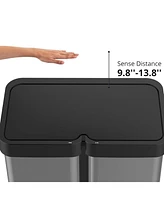 gaomon 16 Gallon Automatic Trash Can, 30L+30L Stainless Steel Dual Garbage & Recycle Bin