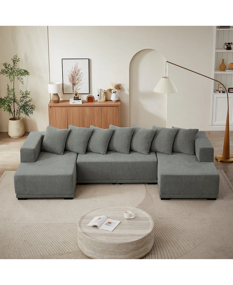 Boyel Living Chenille U-Shaped Sectional Sofa Set,Minimalist Style Modular with Foot Pads, Luxury Fabric Cloud Couch for Livin