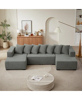 Boyel Living Chenille U-Shaped Sectional Sofa Set,Minimalist Style Modular with Foot Pads, Luxury Fabric Cloud Couch for Livin