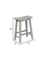 Slickblue Saddle Design Wooden Counter Stool with Grain Details for Rustic Home Decor