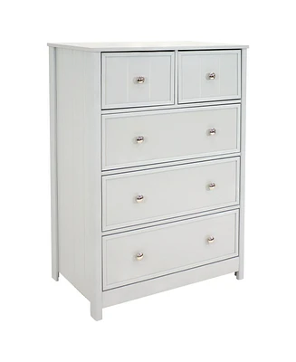 Sunnydaze Decor 5-Drawer Vertical Beadboard Dresser - Gray - 43.5-Inch Tall