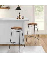 Slickblue Bar Stool with Mango Wood Saddle Seat for Rustic and Modern Home Decor