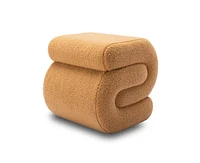 The Pop Home Modern S-Shape Makeup Stool, Teddy Fabric Upholstered Footstool, Comfy Ottoman for Bedroom, Living Room, and Dressing Table-The