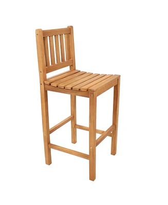 Sunnydaze Decor Solid Teak Wood Outdoor Bar Chair - For Patio, Home Bar, or Deck - 330 lb Weight Capacity - 43 Inches H