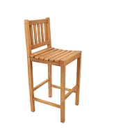 Solid Teak Wood Outdoor Bar Chair - For Patio, Home Bar, or Deck - 330 lb Weight Capacity - 43 Inches H