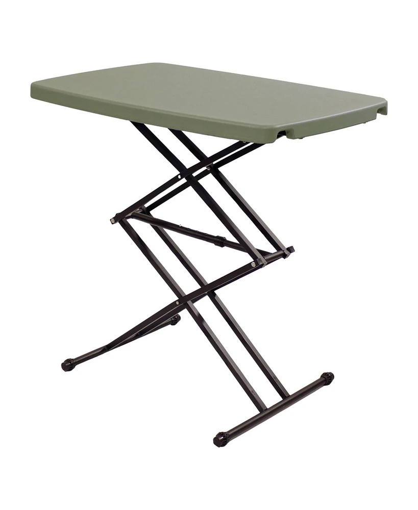 Adjustable Height Utility Table - Rectangle Folding Table with Collapsible Legs and Plastic Top - Indoor or Outdoor Use - Gray - 29.5" H