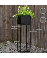 Modern Simplicity 8.25" Square Cold-Rolled Steel Outdoor Elevated Planter