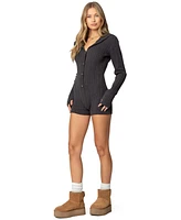 Edikted Women's Hooded Cable Knit Romper