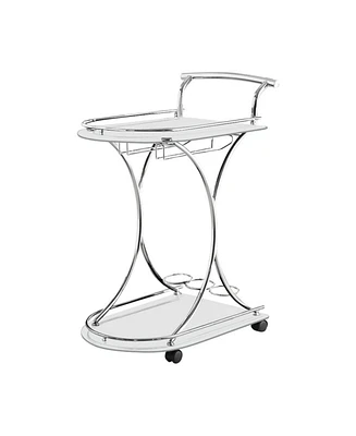 Slickblue Captivating Serving Cart with 2 Frosted Glass Shelves for Elegant Entertaining