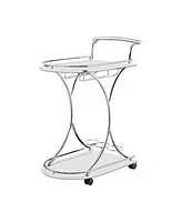 Slickblue Captivating Serving Cart with 2 Frosted Glass Shelves for Elegant Entertaining