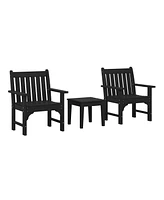 WestinTrends Outdoor Patio 3-Piece Hdpe Adirondack Garden Chairs with Square Side Table Set