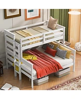 Boyel Living Wood Twin Xl over Queen Bunk Bed with Ladder